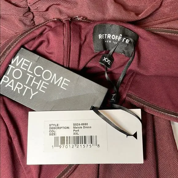 RETROFETE Maisie Ruched Draped Halterneck Maxi in Port Red Size XXL - Picture 11 of 11